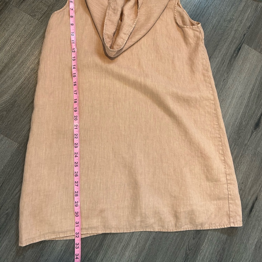 Gaia Conceptions Wander Super Cowl Neck Lagenlook Tunic in Sandalwood 100%Linen - Picture 4 of 7